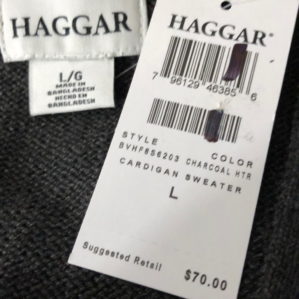NWT! Haggar charcoal cardigan sweater Size L - Picture 5 of 5